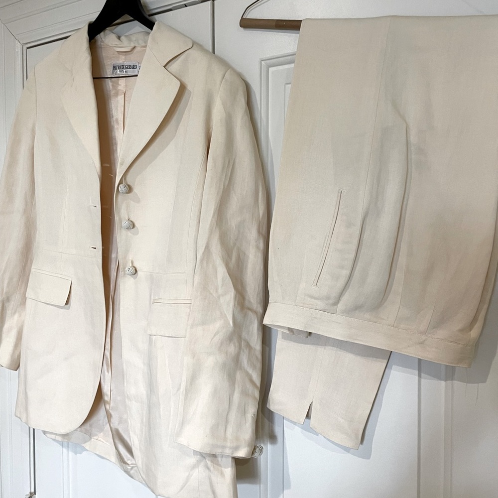 Vintage Cream Linen Suit from Paris
